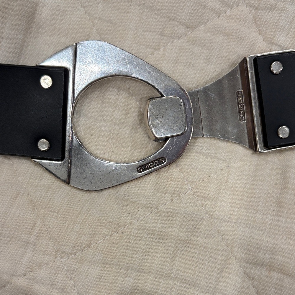 Chico's Black Belt with Silver Buckle - Picture 4 of 5
